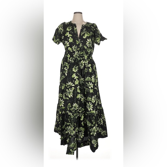 knee length dresses for ladies Farm Rio Anthropologie Floral V Neck Maxi Dress main image 0